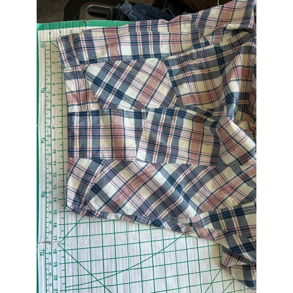 Ralph Lauren Jeans Size 2 Patchwork Plaid Cotton Midi Skirt Blue Pink Cottage
